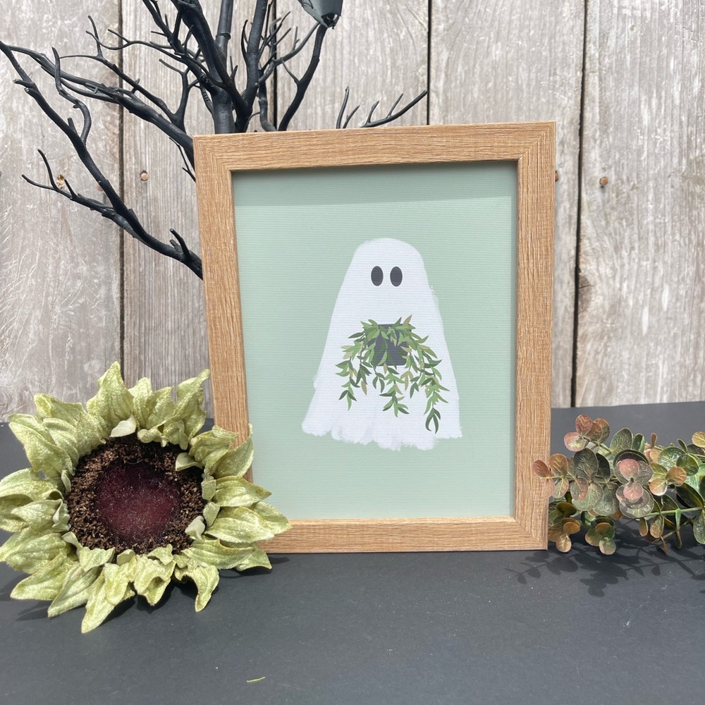 Halloween Ghost Wall Art, Plant Lover, spooky Decoration Petal Lane Home